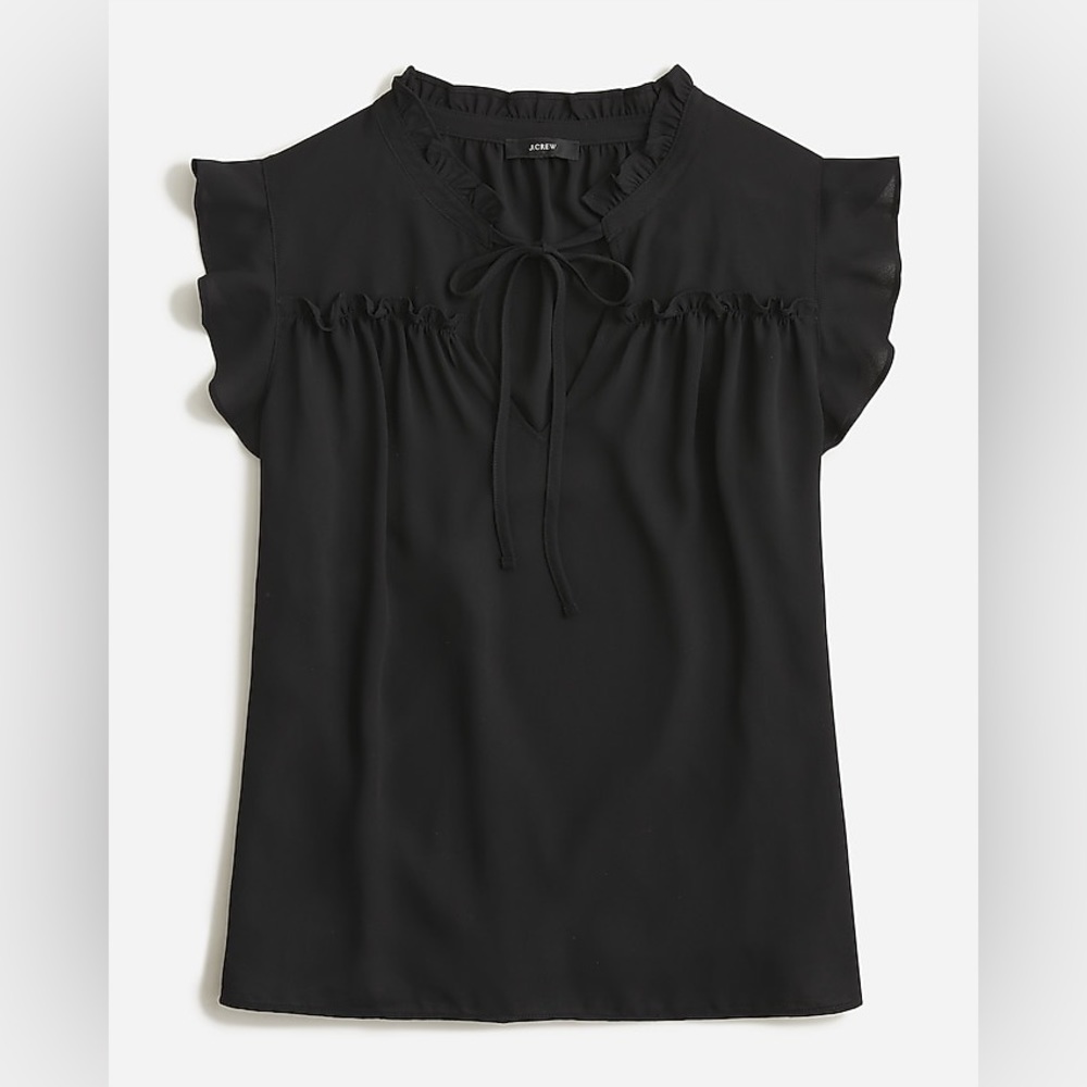 NEW / J.Crew Ruffle tie-neck top - Picture 1 of 3